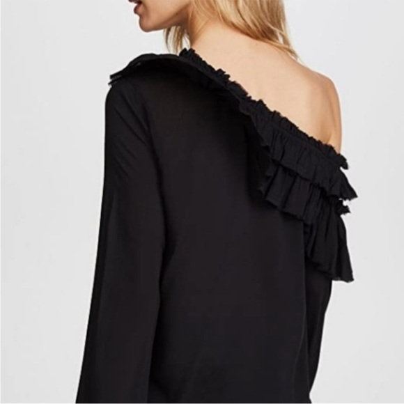 Paige Augustia Black Off the Shoulder Ruffle Blouse Size Small - Picture 8 of 9